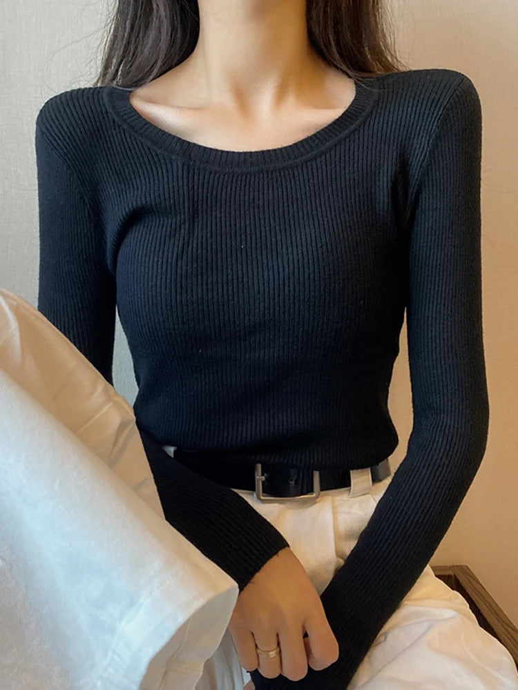Eleganter O-Hals Pullover Damen