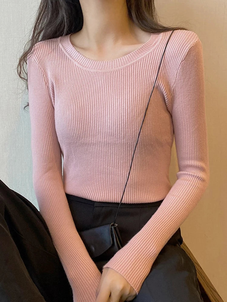 Eleganter O-Hals Pullover Damen