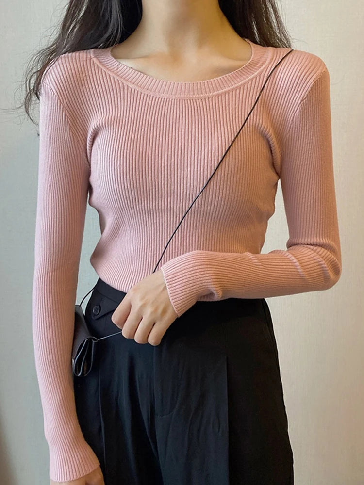 Eleganter O-Hals Pullover Damen