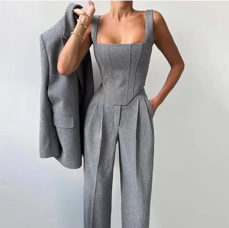Elegantes 3-teiliges Set mit Blazer und Hosen