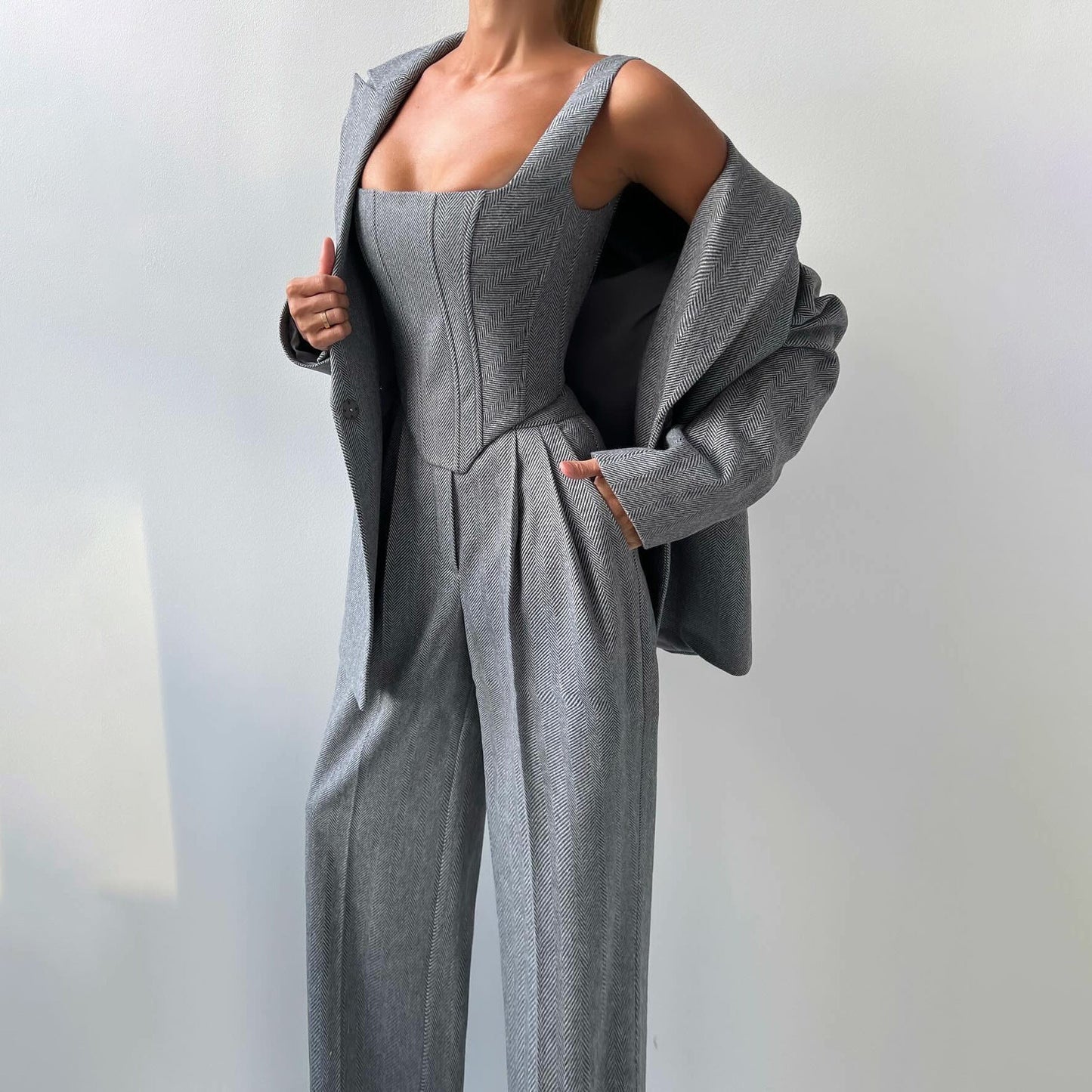 Elegantes 3-teiliges Set mit Blazer und Hosen