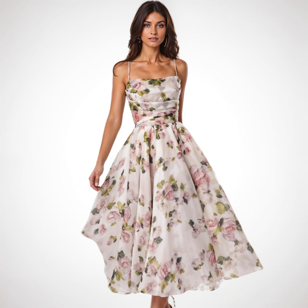 Elegante abito midi floreale per donna