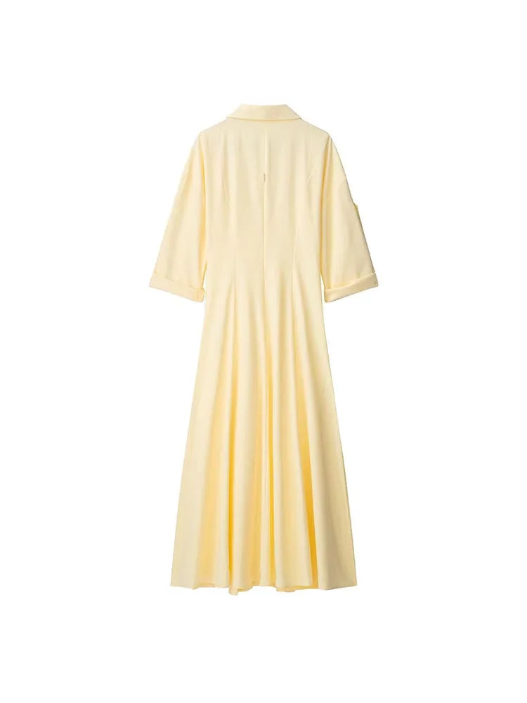 Elegant women's midi dress with V-neckline