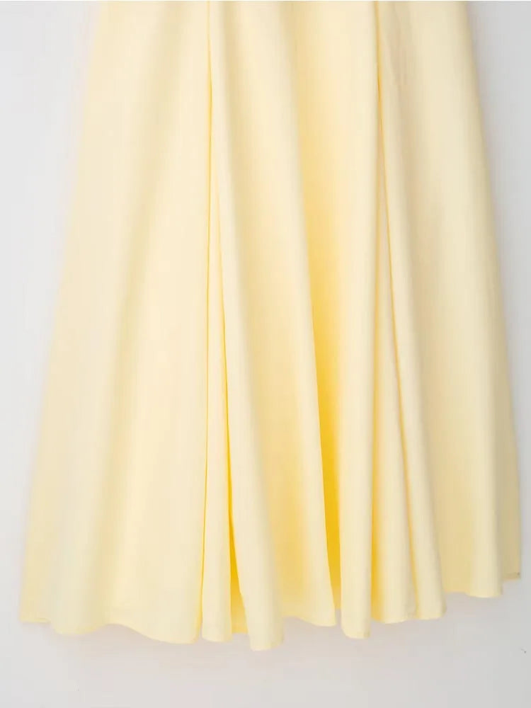 Elegant women's midi dress with V-neckline