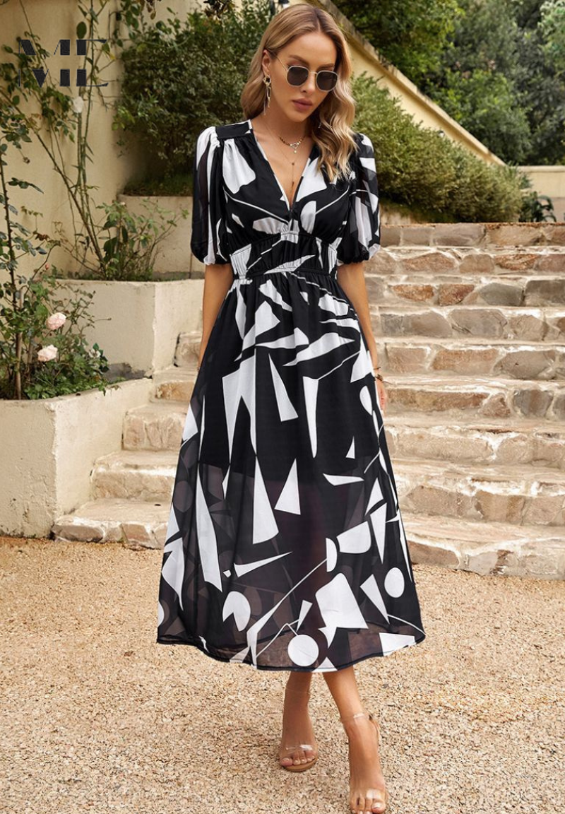 Elegant women's dress with tummy control