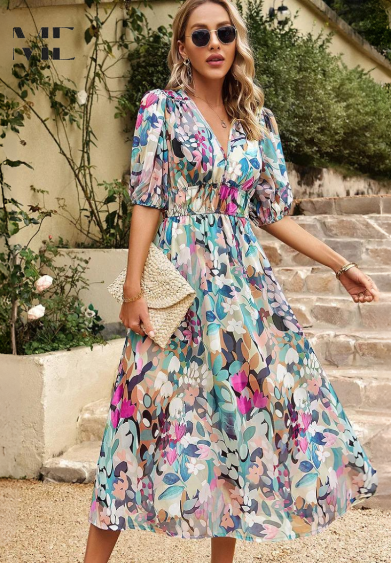 Elegant women's dress with tummy control