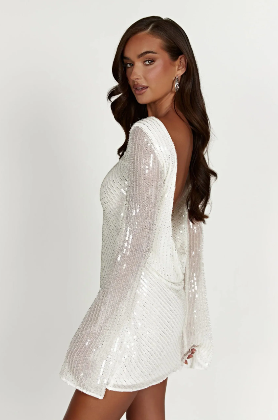 Elegant glitter dress with open back