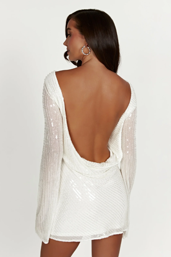 Elegant glitter dress with open back