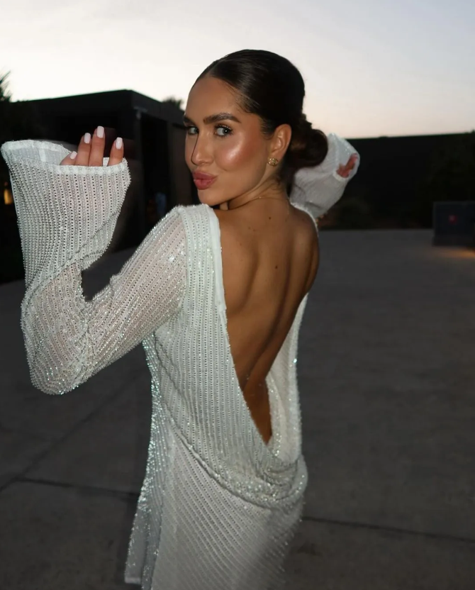 Elegant glitter dress with open back