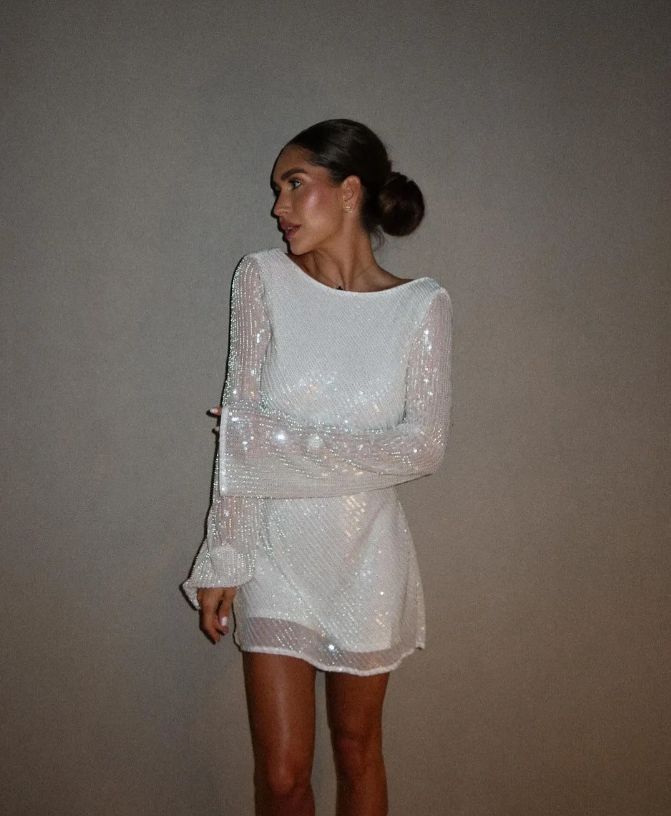 Elegant glitter dress with open back