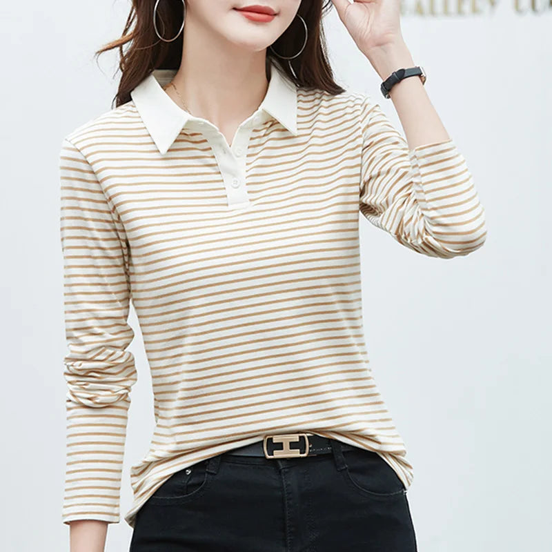 Elegantes Langarm-Poloshirt Damen aus Baumwolle