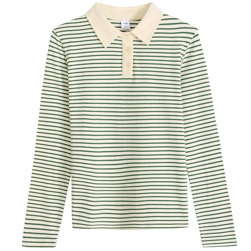 Elegantes Langarm-Poloshirt Damen aus Baumwolle