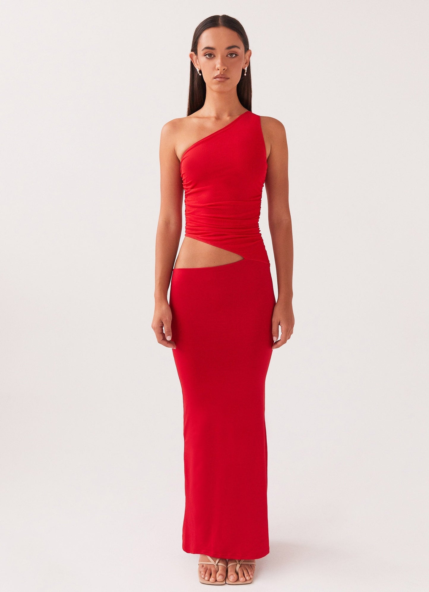 Elegantes Maxi-Kleid mit asymmetrischem Ausschnitt