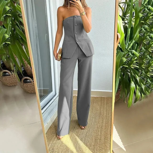 Elegante bustier-top e pantaloni per donna