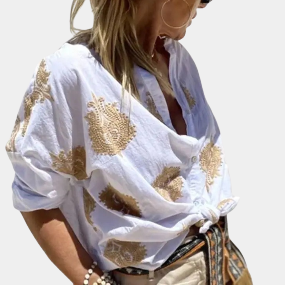 Julia | Damen Bluse mit Auffälligem Druck