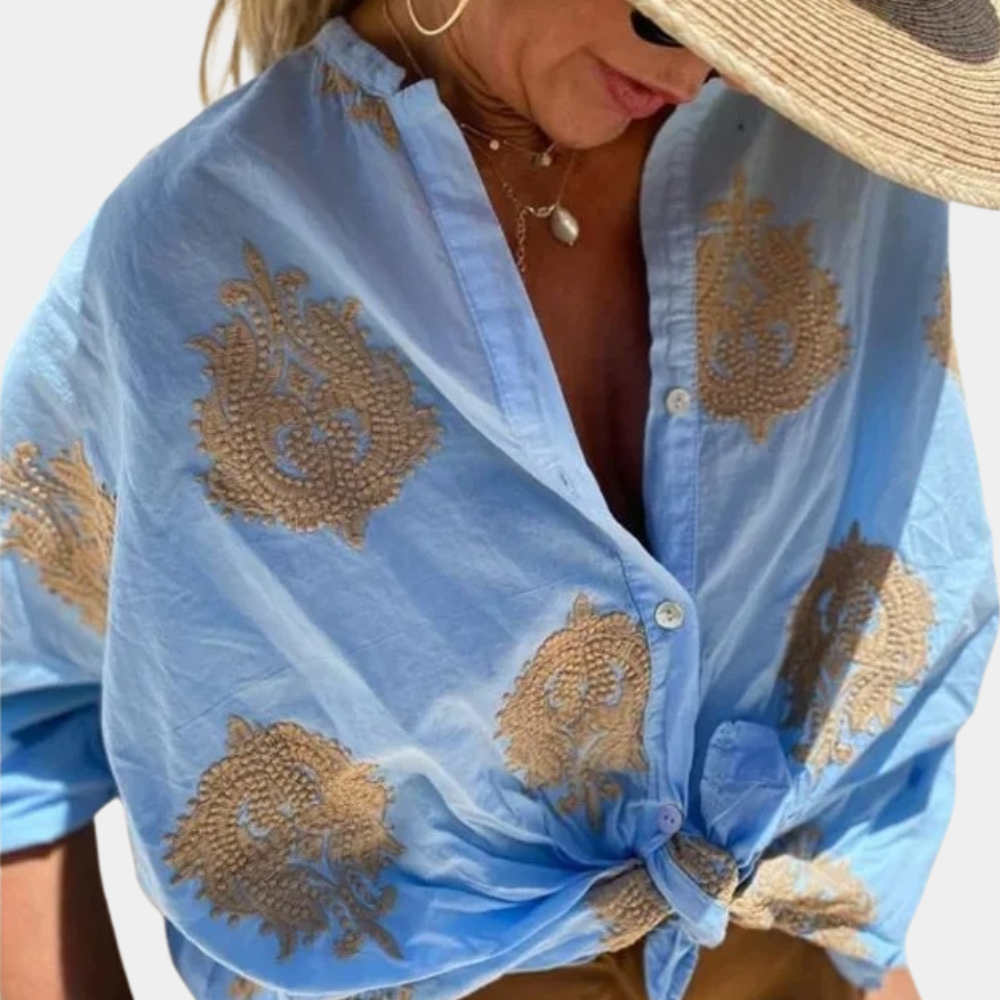 Julia | Damen Bluse mit Auffälligem Druck