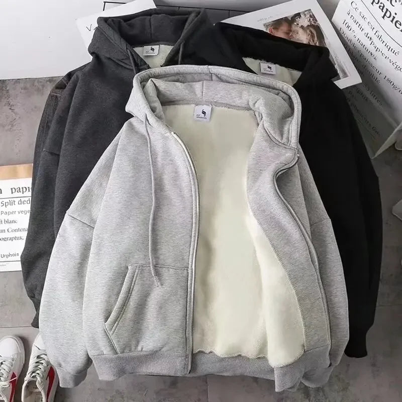 Fleecegefütterte Cardigan mit Kapuze