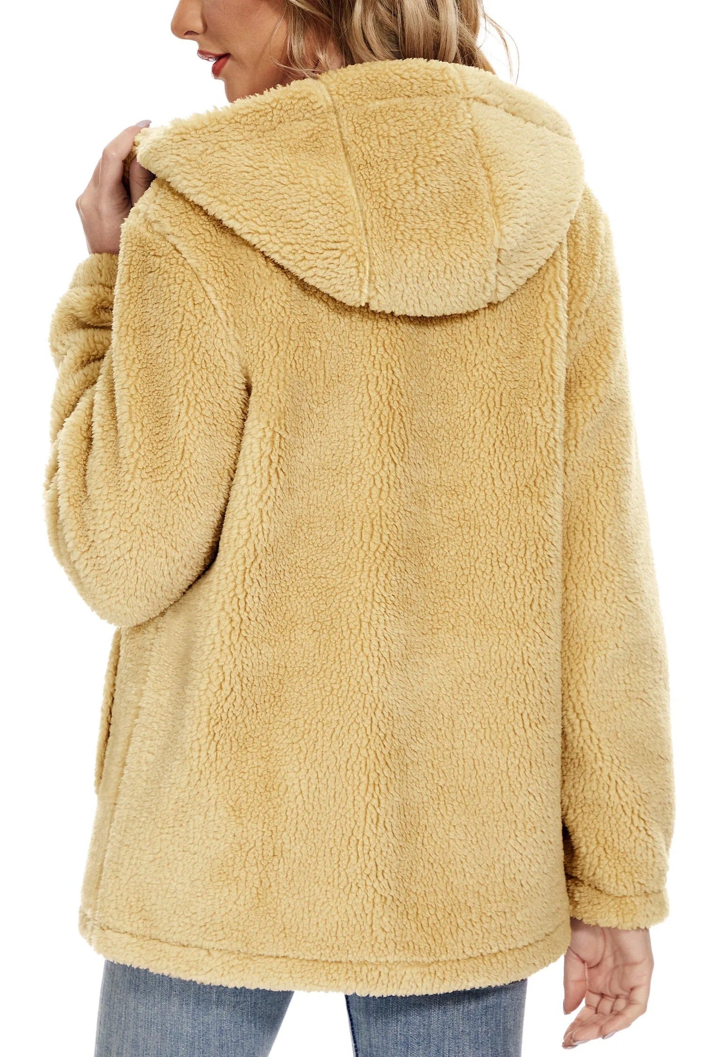 Fluffy Fleecejacke für Frauen mit Kapuze