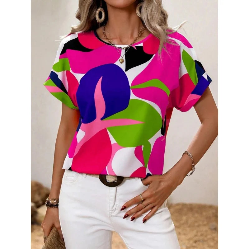 Geometrisches Muster T-Shirt Dame