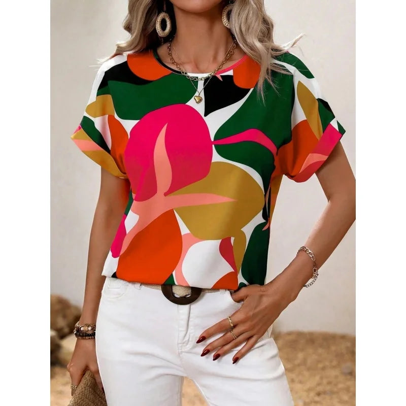 Geometrisches Muster T-Shirt Dame