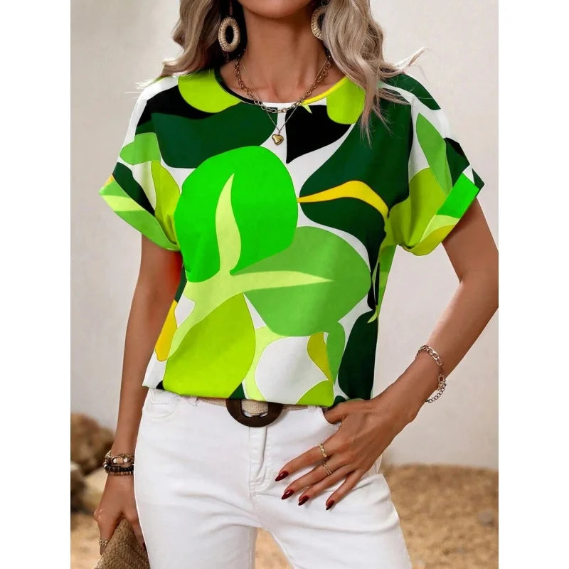 Geometrisches Muster T-Shirt Dame