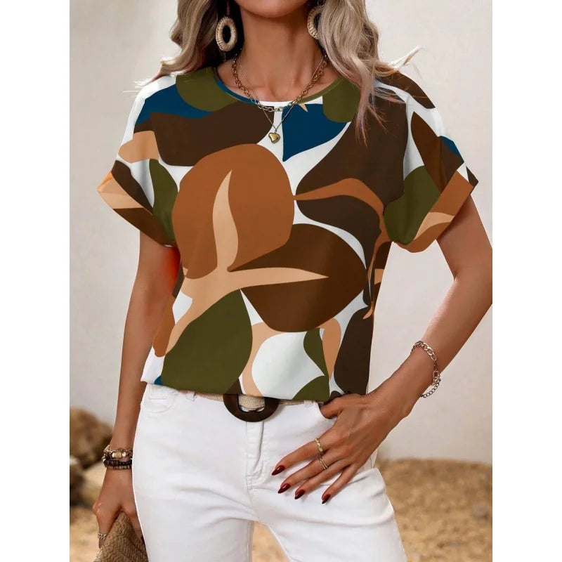 Geometrisches Muster T-Shirt Dame