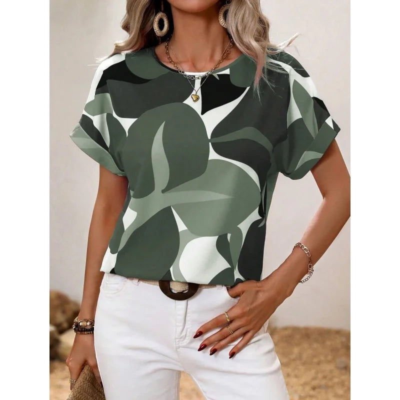 Geometrisches Muster T-Shirt Dame