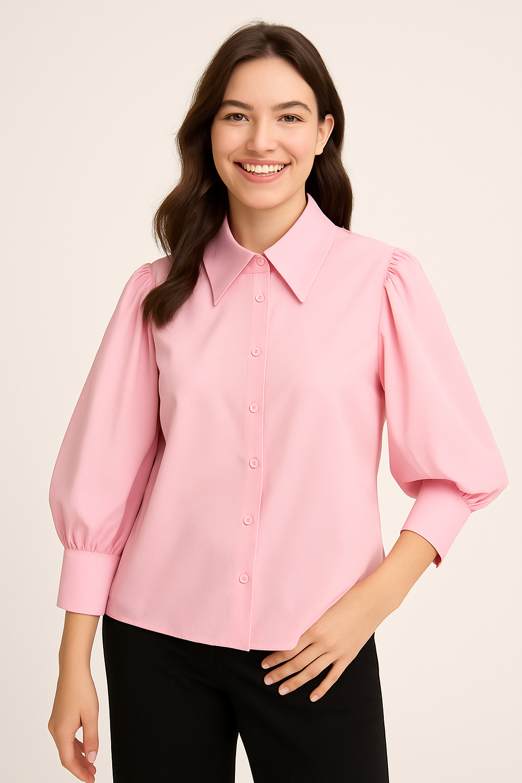 Gestreifte Bluse mit Puffärmeln