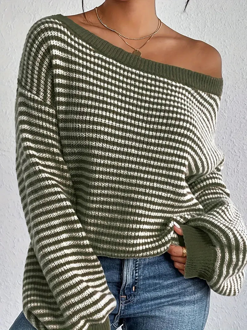 Gestreifte Off-Shoulder Pullover für Damen