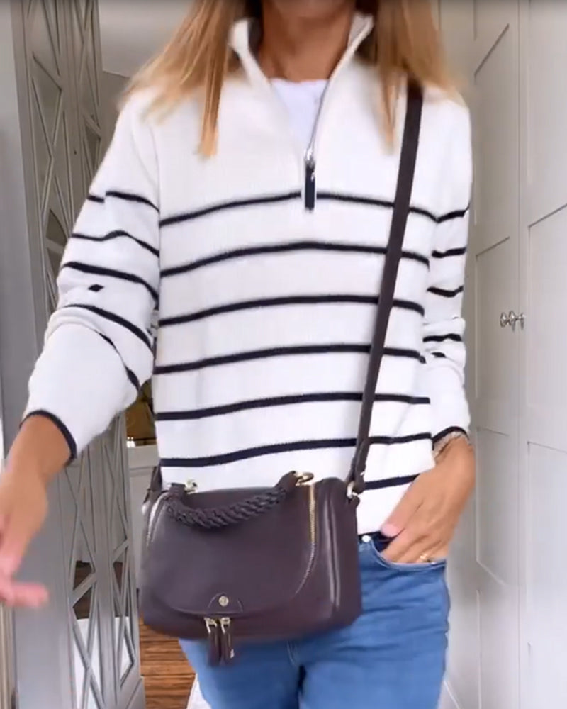 Gestreifte halb-zippullover Damen