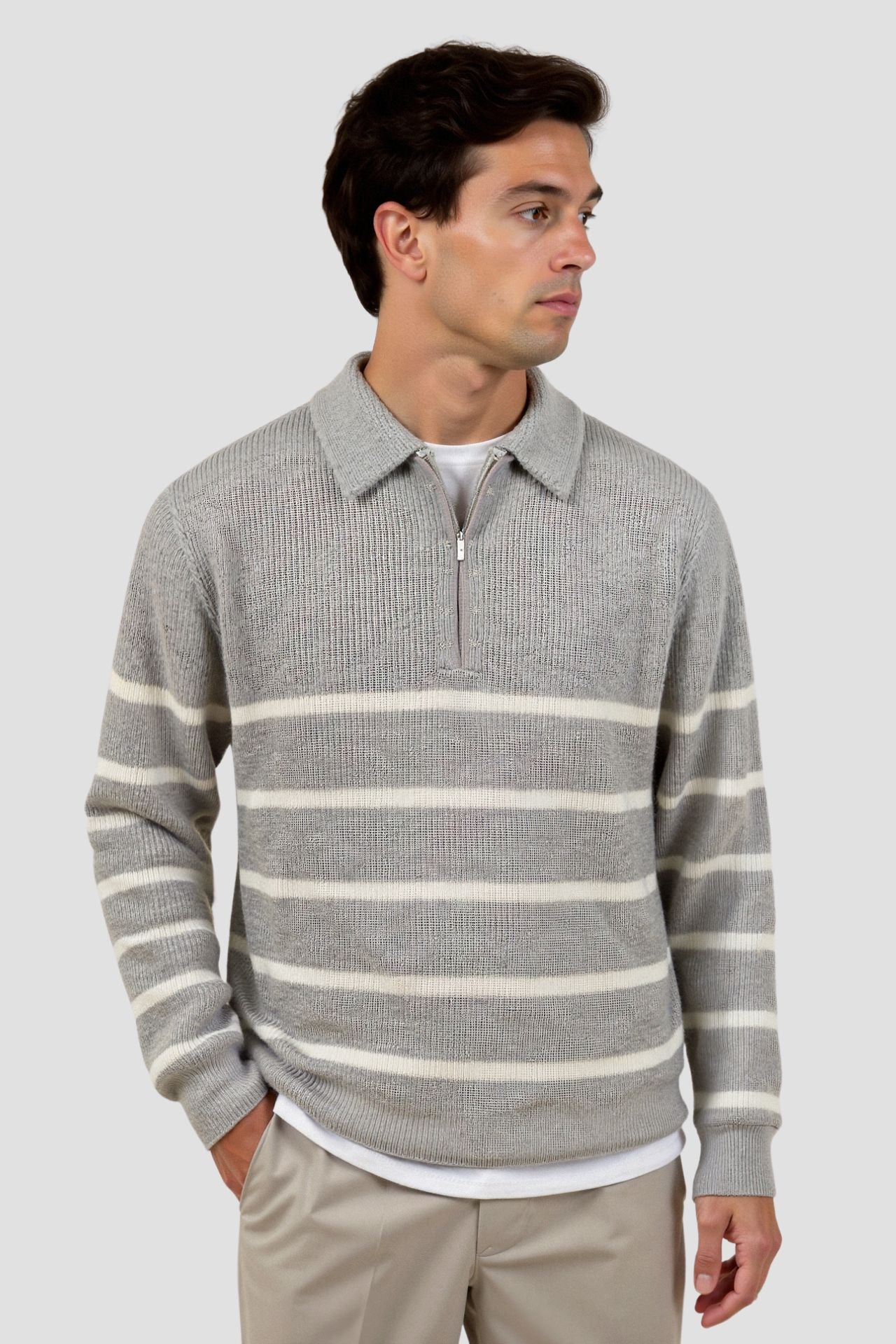 Gestreifter Zip-Pullover für Herren