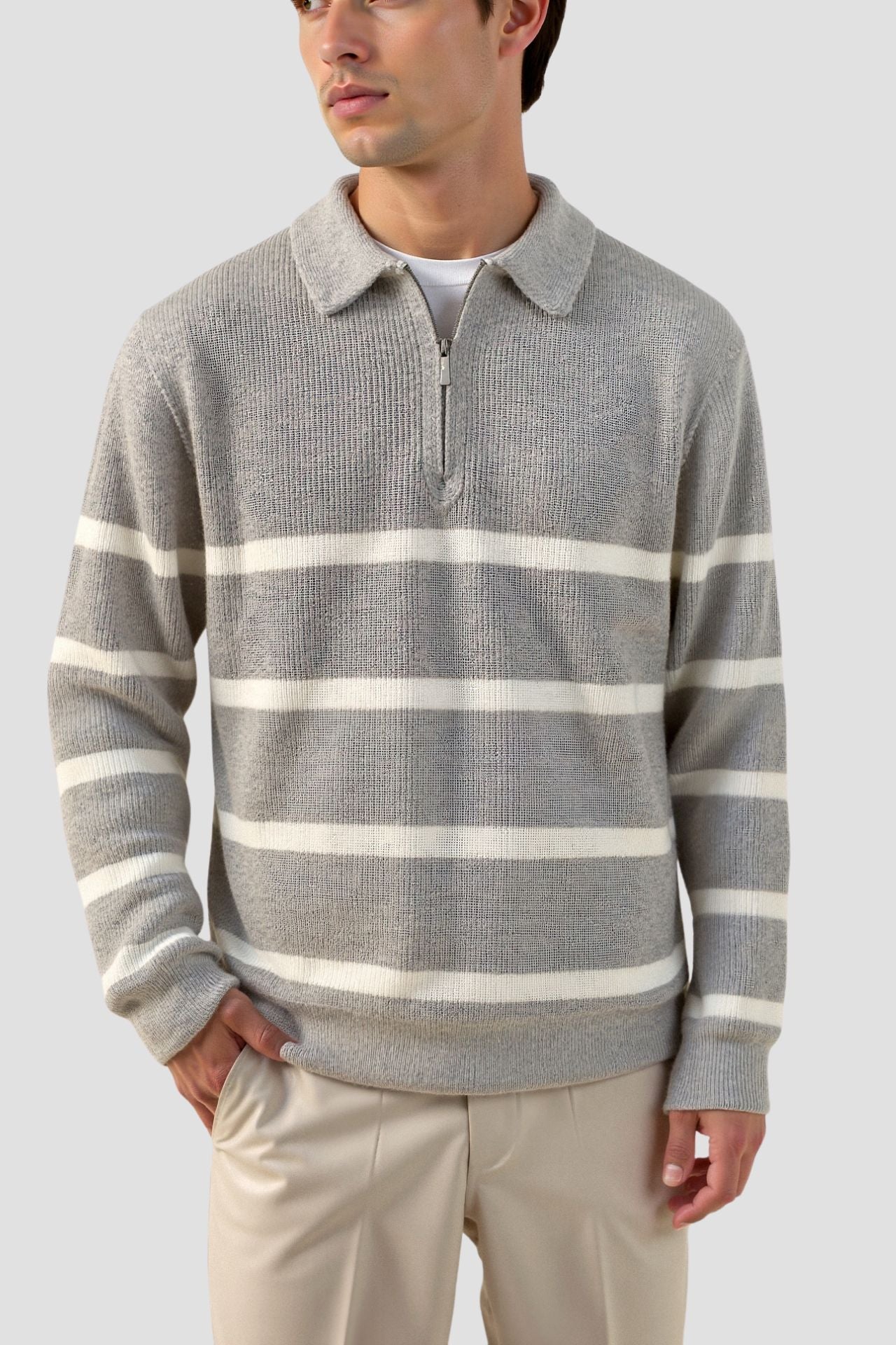 Gestreifter Zip-Pullover für Herren