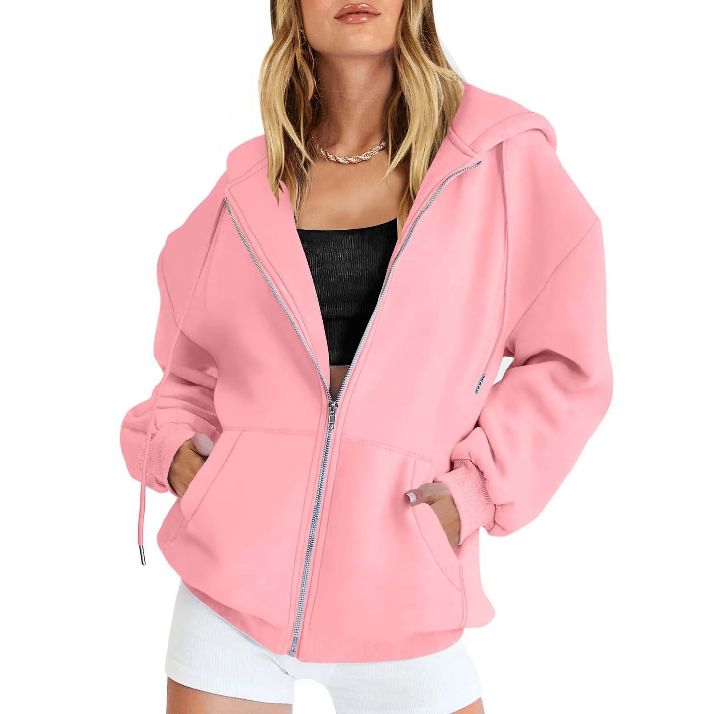 Damen Hoodie Zip-Up Sweatshirt