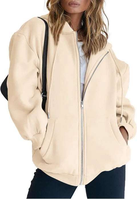 Damen Hoodie Zip-Up Sweatshirt
