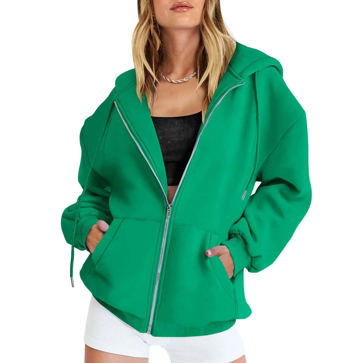 Damen Hoodie Zip-Up Sweatshirt