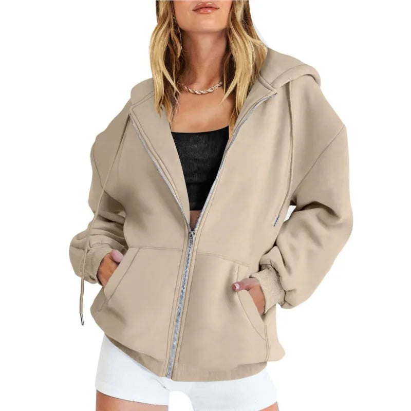 Damen Hoodie Zip-Up Sweatshirt