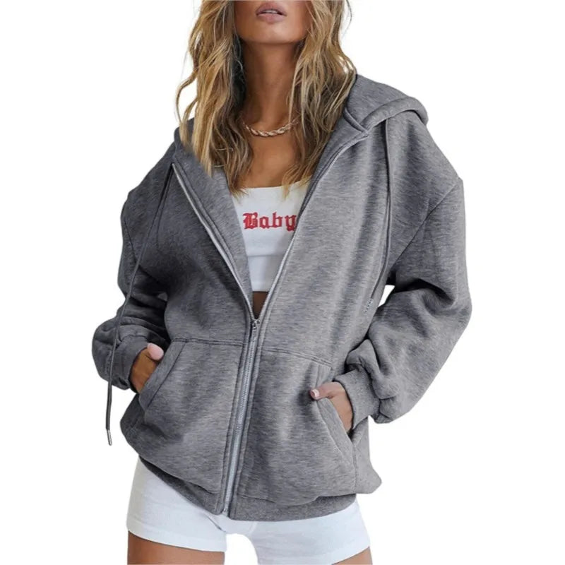 Damen Hoodie Zip-Up Sweatshirt