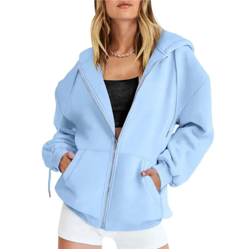 Damen Hoodie Zip-Up Sweatshirt