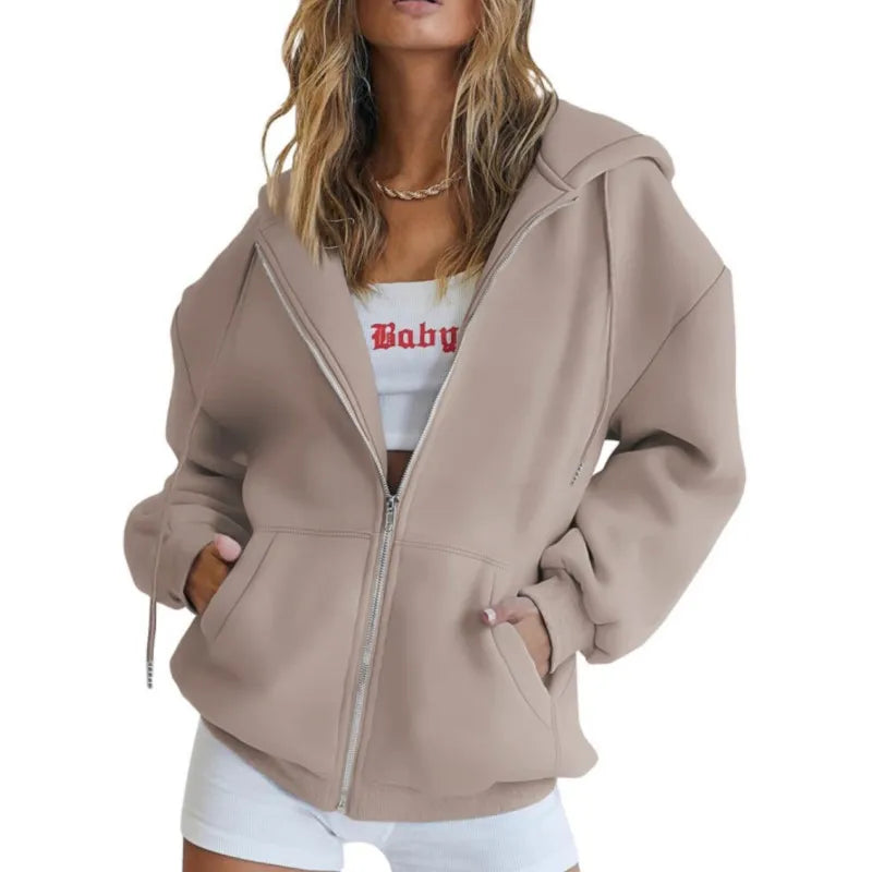 Damen Hoodie Zip-Up Sweatshirt