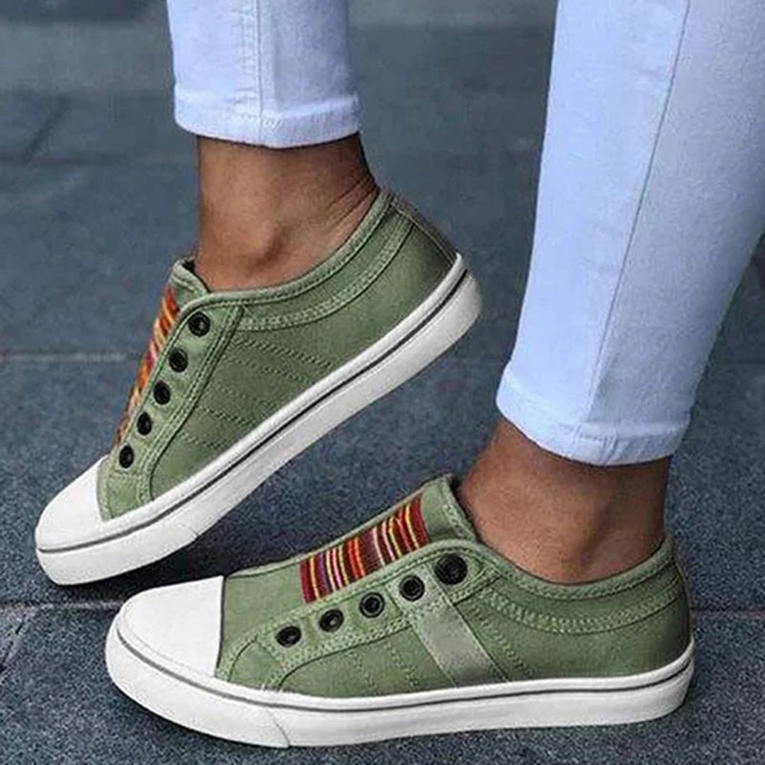 Anna | Damen Sneaker Slip-on mit Lebendigen Streifen für Freizeitoutfits