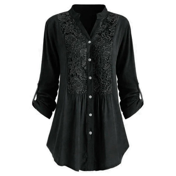 Variant image for Elegante Bluse Damen Schwarz Größe M Baumwolle mit Puffärmel-57