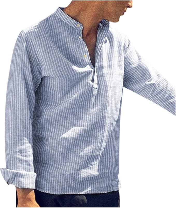 Henley | Herren Shirt aus Baumwoll-Leinen-Mix
