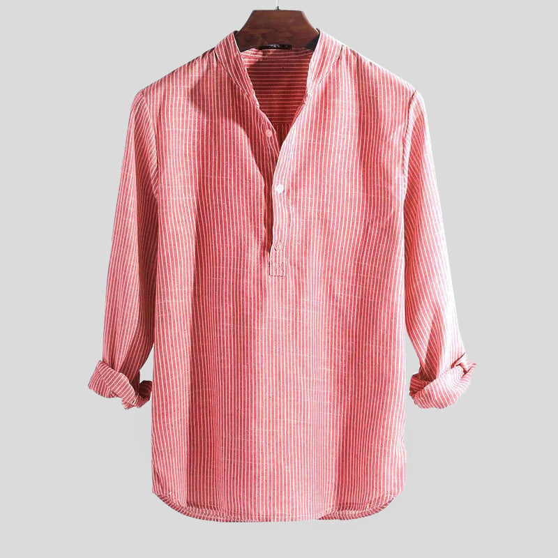 Henley | Herren Shirt aus Baumwoll-Leinen-Mix