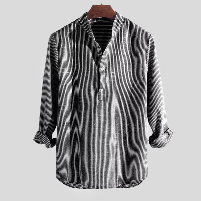 Henley | Herren Shirt aus Baumwoll-Leinen-Mix