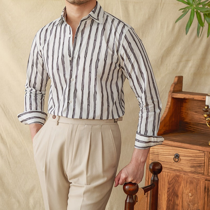 Herren Klassisches Leichtes Gestreiftes Hemd