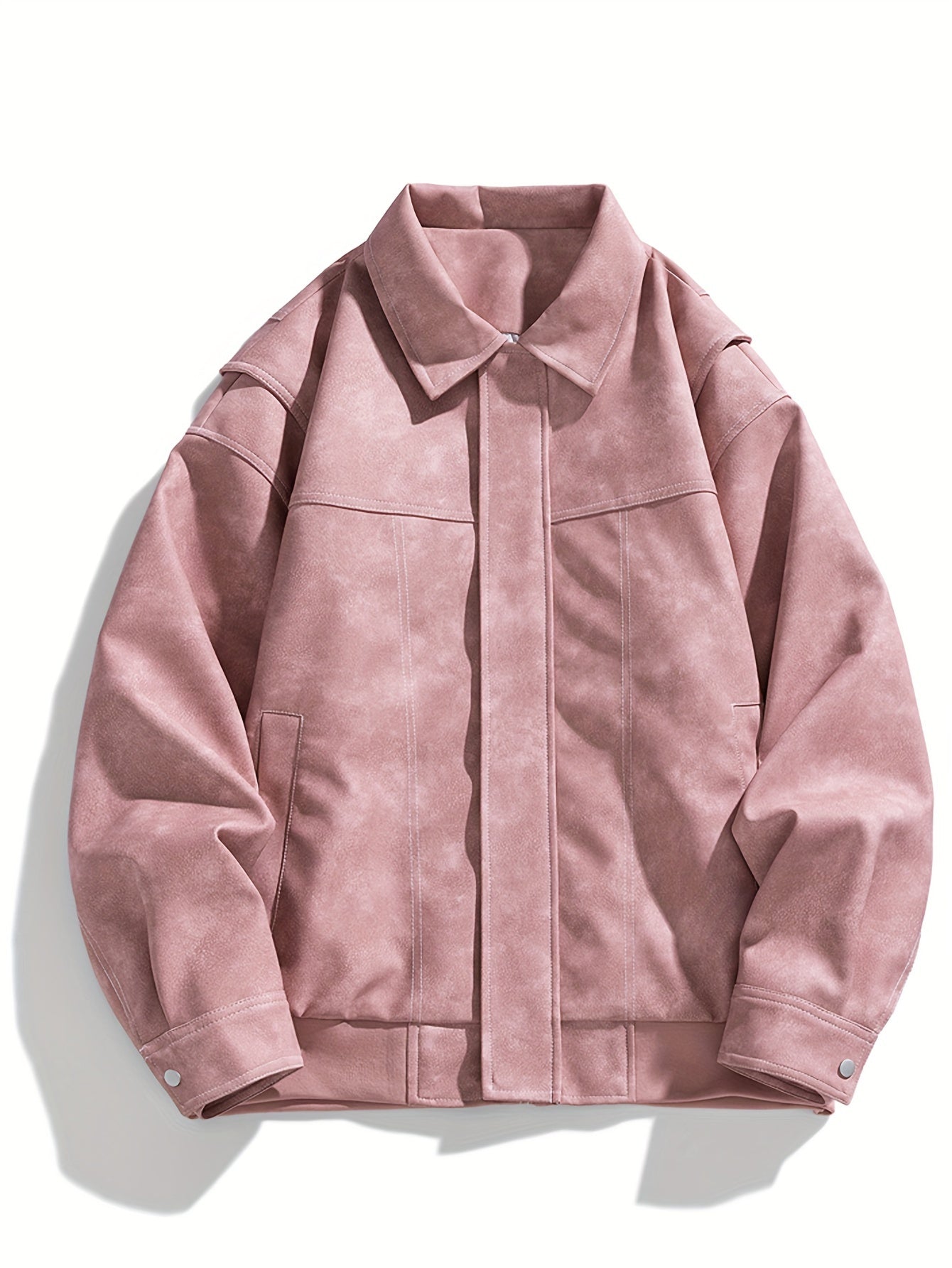 Herren Kunstlederjacke mit Klappkragen und Taschen