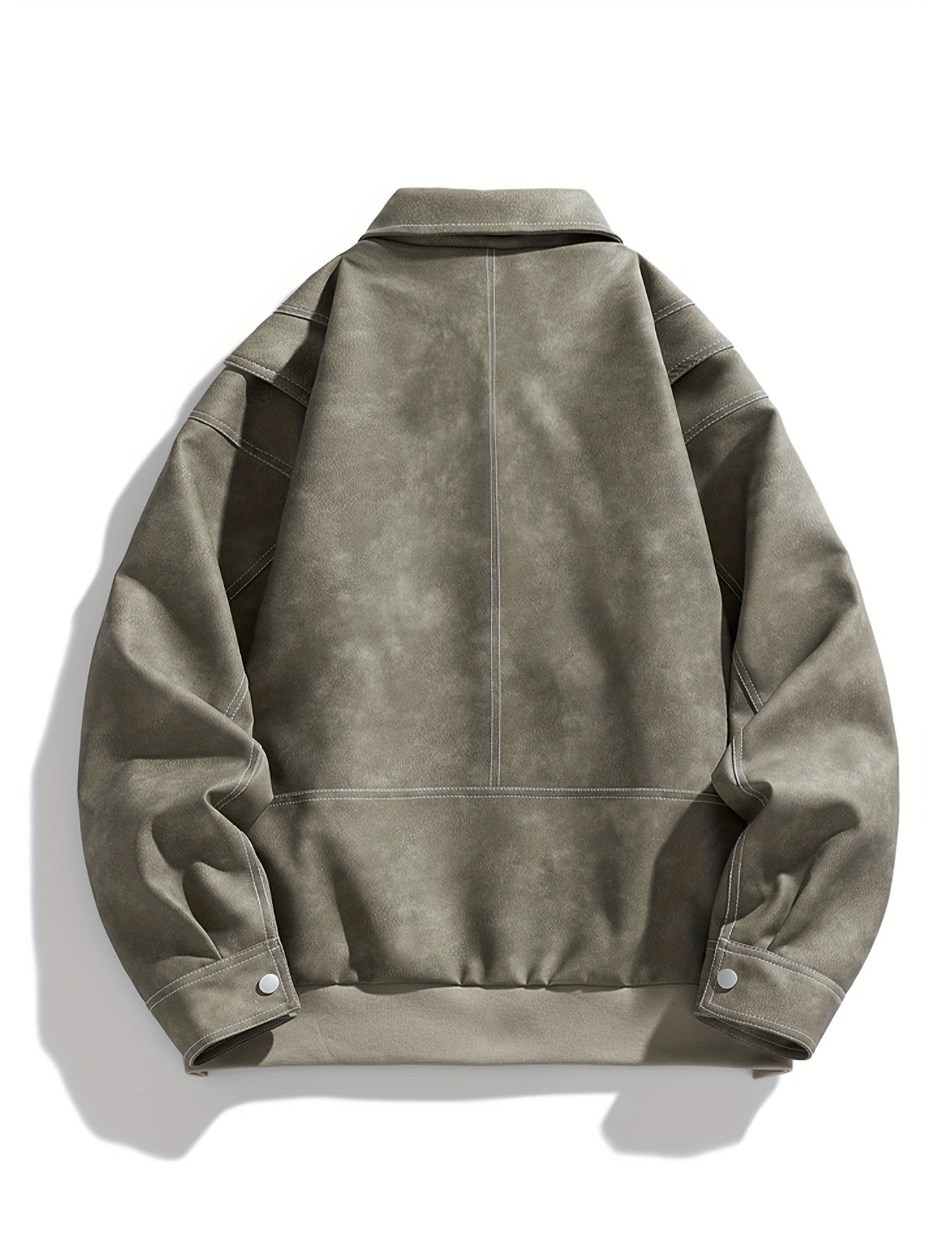 Herren Kunstlederjacke mit Klappkragen und Taschen