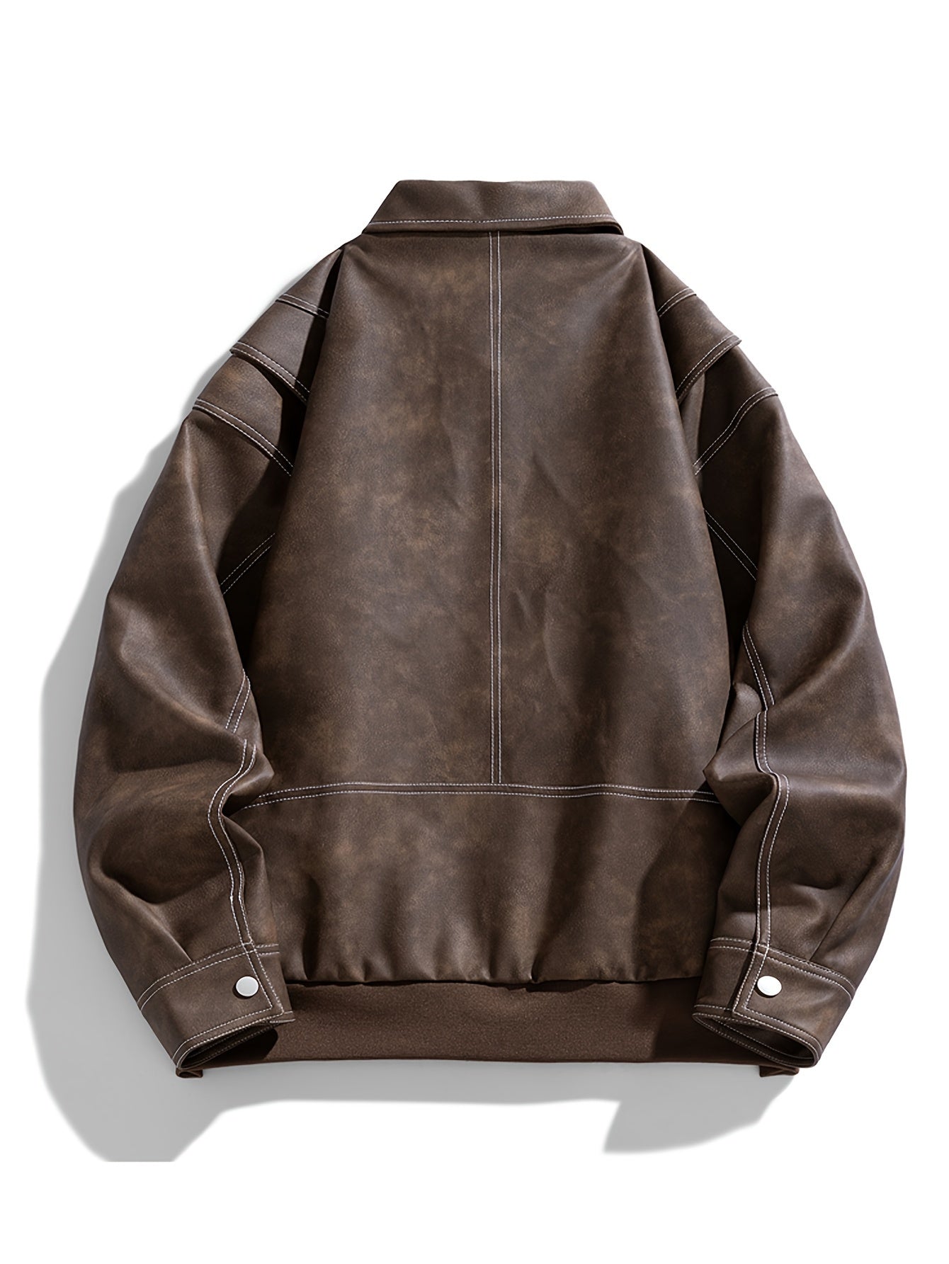Herren Kunstlederjacke mit Klappkragen und Taschen