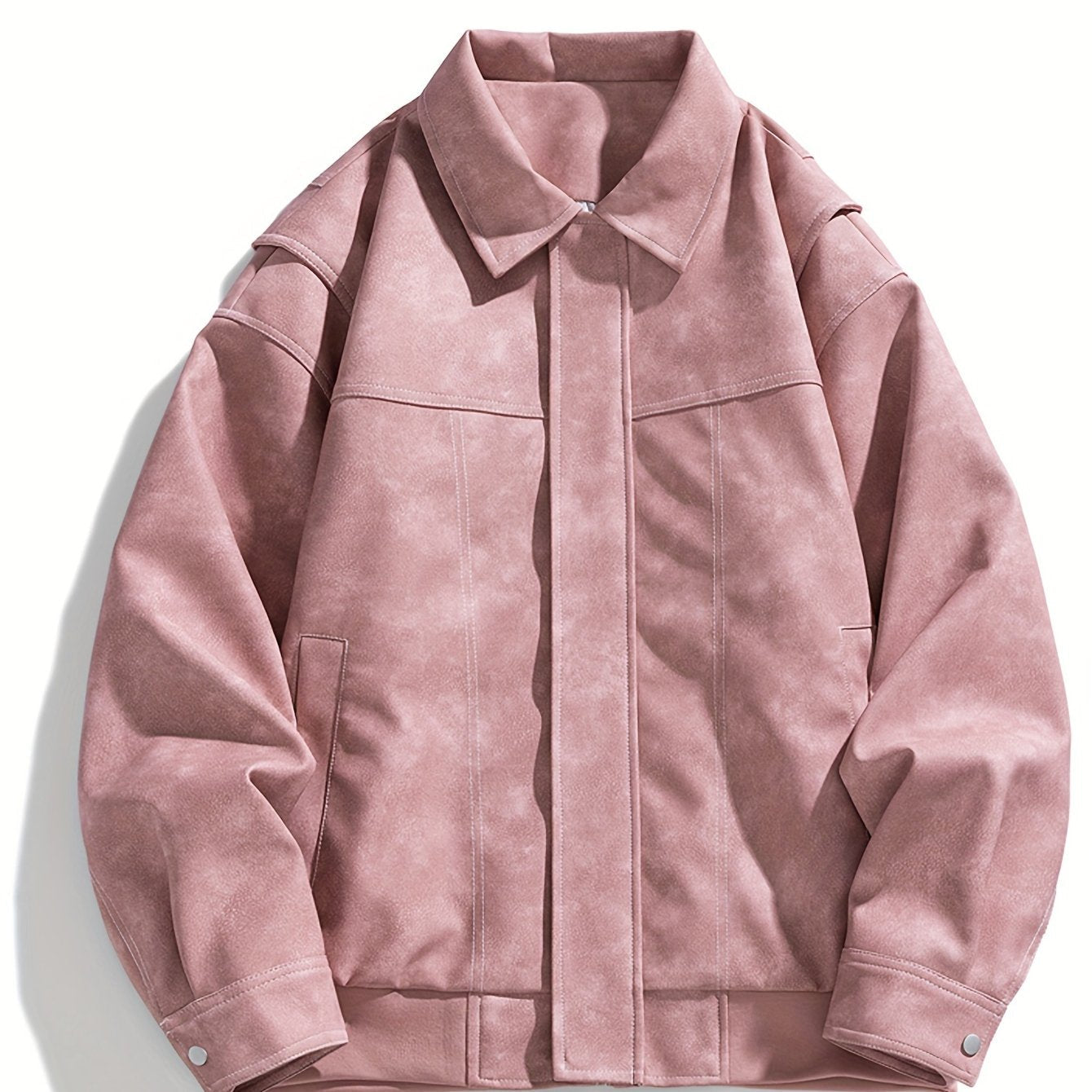 Herren Kunstlederjacke mit Klappkragen und Taschen