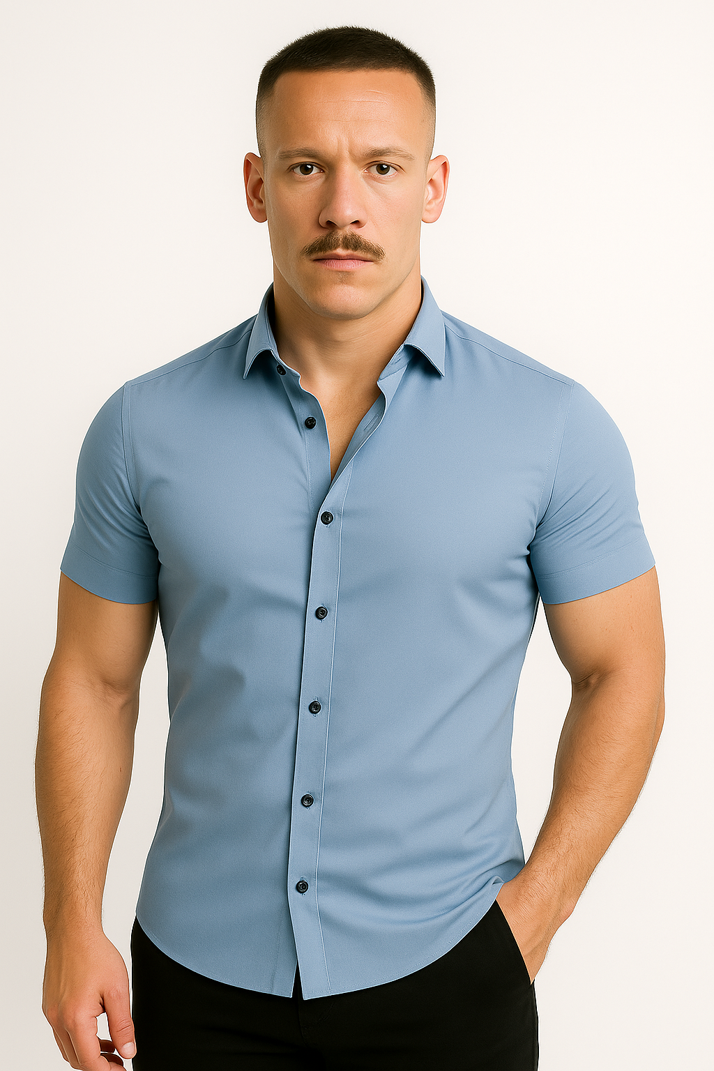 Herren Stretch-Fit T-Shirt Sportlich Athletischer Schnitt